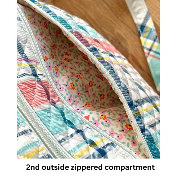 ✨NWOT✨ Vera Bradley Triple Zip Hipster Crossbody in Pastel Plaid pattern (2021) - Picture 6 of 12